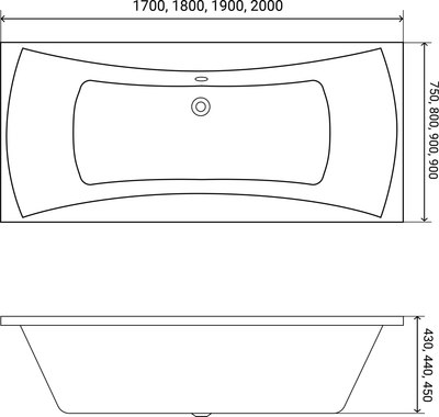 Ванна акриловая Lauter Belgravia 170x75 с каркасом 220000К2 / 21110170