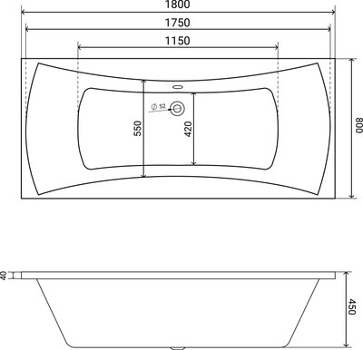 Ванна акриловая Lauter Belgravia 180x80 с каркасом 220000К2 / 21110180