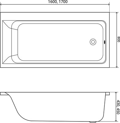 Ванна акриловая Lauter Seraphina 170x80 / 2112170R (с каркасом)