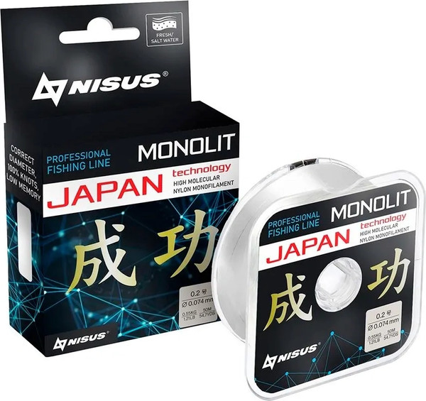 Леска монофильная Nisus Nylon Transparent N-MO-0.074-50 - фото