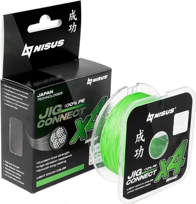 Леска плетеная Nisus JIG Connect X4 PE Light Green 4.5 0.35mm / T-N-JC-X4-0.35-150-LG - фото