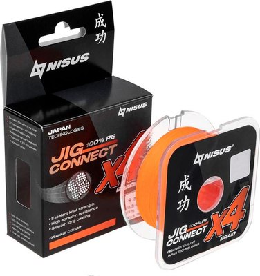 Леска плетеная Nisus JIG Connect X4 PE Orange 4.5 0.35mm / T-N-JC-X4-0.35-150-O - фото