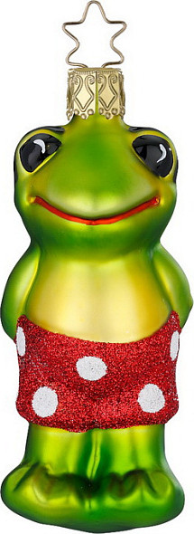 Елочная игрушка Inge's Christmas House And Farm. Брызги. Лягушонок / 10099S022 - фото