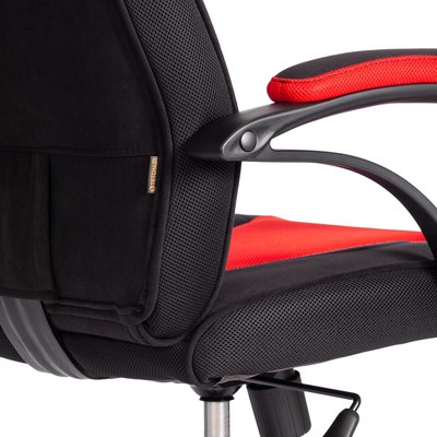 Кресло геймерское Tetchair Pilot флок/ткань (черный/черный/красный)