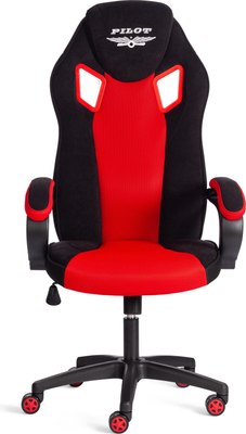 Кресло геймерское Tetchair Pilot флок/ткань (черный/черный/красный)