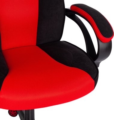 Кресло геймерское Tetchair Pilot флок/ткань (черный/черный/красный)