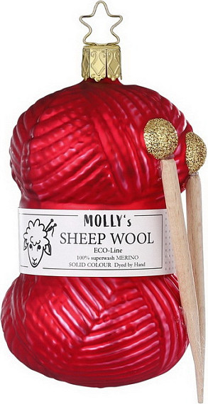 Елочная игрушка Inge's Christmas Lucky Stitches. Моток шерсти со спицами / 10136S022 - фото