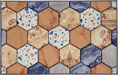 Коврик грязезащитный VORTEX Velur 50x80см Мраморная плитка / 24408 - фото