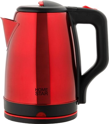 Электрочайник HomeStar HS-1003 / 107001 (стальной/красный) - фото
