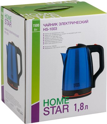 Электрочайник HomeStar HS-1003 / 107002 (стальной/синий)