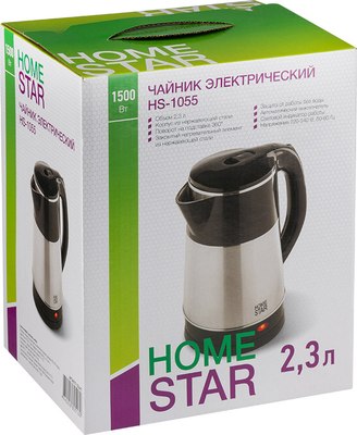 Электрочайник HomeStar HS-1055 / 106467 (стальной/черный)