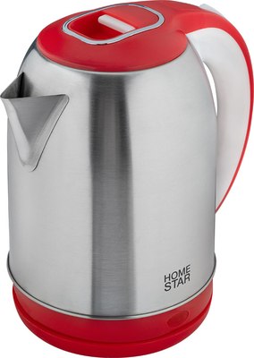 Электрочайник HomeStar HS-1054 / 106466 (стальной/красный)