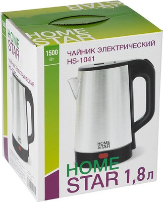 Электрочайник HomeStar HS-1041 / 105220 (стальной/черный)
