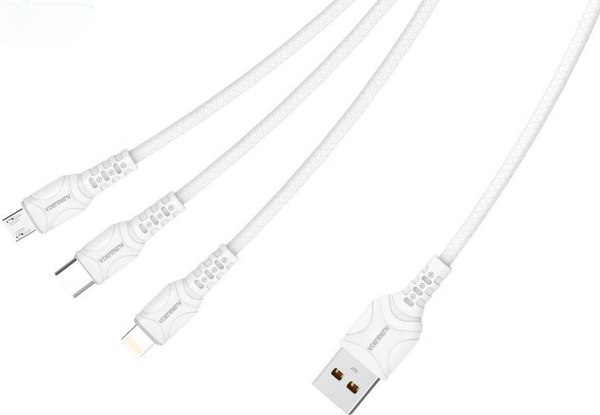 Кабель Denmen D05E 3в1 Lightning+Micro+Type-C - фото