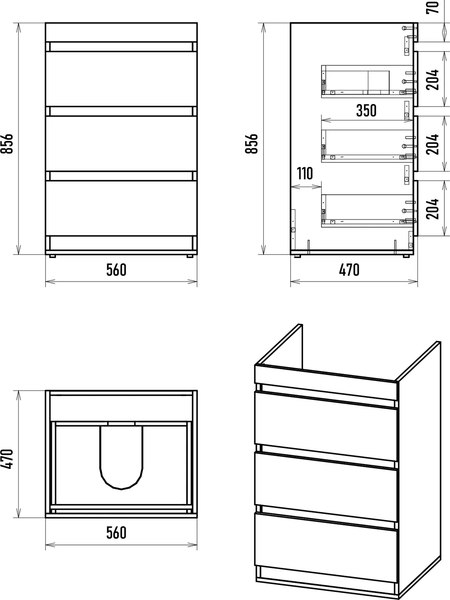Тумба с умывальником Misty Коломбо 60 / П-Кол06060-0113Я+5216120