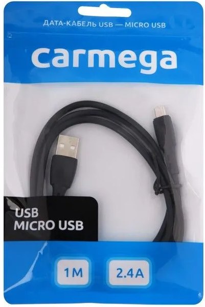 Кабель Carmega МicroUSB / CAR-C-MIC1M-BK 