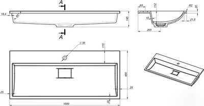 Умывальник Versalia Absolute 100 Black