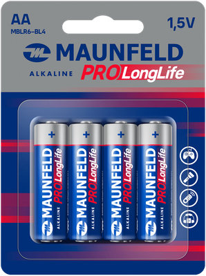 Комплект батареек Maunfeld Pro Long Life Alkaline AA LR6 / MBLR6-BL4 - фото