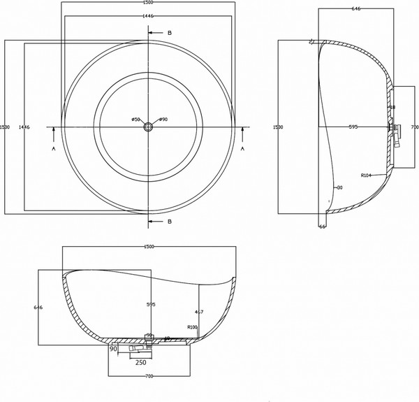 Ванна из полиэфирной смолы Abber Kristall AT9705 Opal 
