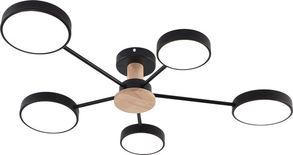 Потолочный светильник Mirastyle MH-3286/5 BK+WOOD - фото