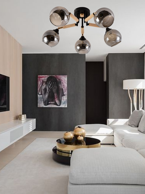 Люстра Mirastyle MH-1570B/5 BK+FGD+WOOD