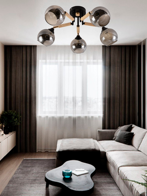 Люстра Mirastyle MH-1570B/5 BK+FGD+WOOD