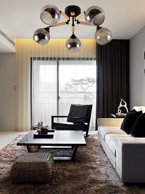 Люстра Mirastyle MH-1570B/5 BK+FGD+WOOD