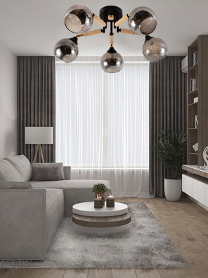 Люстра Mirastyle MH-1570B/5 BK+FGD+WOOD