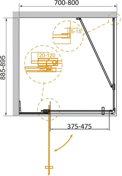 Душевой уголок Cezares SLIDER-AH-1-90-70/80-BR-GM