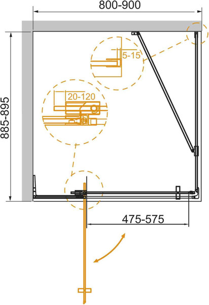 Душевой уголок Cezares SLIDER-AH-1-90-80/90-BR-GM