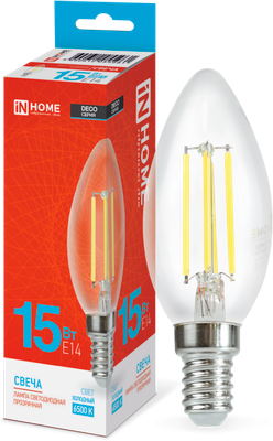 Лампа INhome LED-Свеча-Deco 15Вт 230В Е14 6500К / 4690612055961 - фото