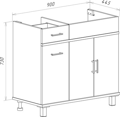 Тумба с умывальником Misty Купер 90 / П-Куп01090-012БкП+ФР-00003478