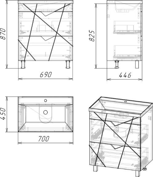 Тумба под умывальник Axus Фишер 70