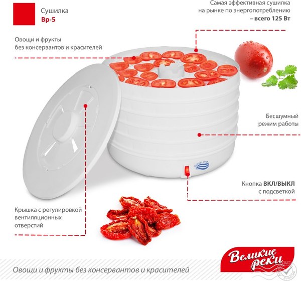 Сушилка для овощей и фруктов Великие Реки ВР-5