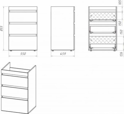 Тумба с умывальником Misty Фостер 55 / Э-Фос01055-01Н3Я+5216120