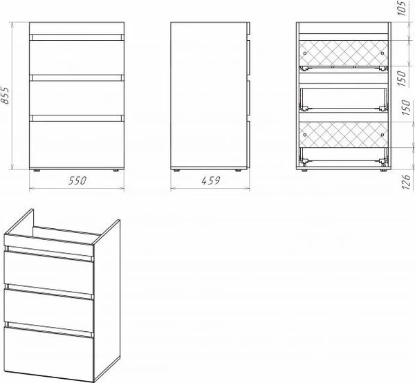 Тумба с умывальником Misty Фостер 55 / Э-Фос01055-01Н3Я+5217120