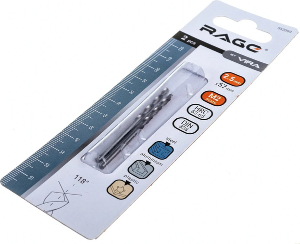 Набор сверл Vira 2.5мм P6M5 / 552069