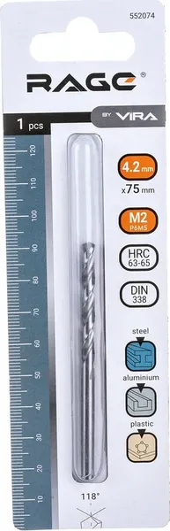 Сверло Vira 4.2мм P6M5 / 552074