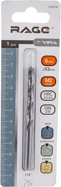Сверло Vira 6.0мм P6M5 / 552078