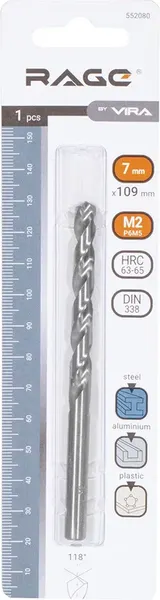 Сверло Vira 7.0мм P6M5 / 552080