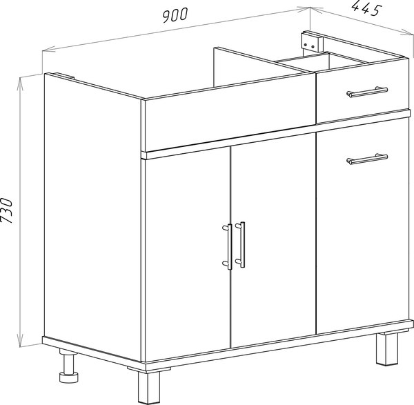 Тумба с умывальником Misty Купер 90 / П-Куп01090-012БкЛ+ФР-00003411