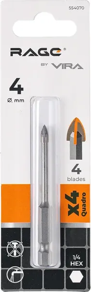 Сверло Vira Quadro-X HEX 4мм / 554070