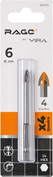 Сверло Vira Quadro-X HEX 6мм / 554072