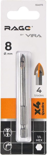 Сверло Vira Quadro-X HEX 8мм / 554073