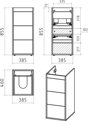 Тумба с умывальником Brevita Grafit 40 / GRA-01040-023Я+5212100