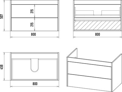 Тумба с умывальником Brevita Monsour 80 / MON-09080-0102Я+9080MMB
