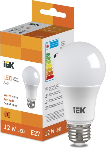 Лампа IEK A60 12Вт E27 4000К / LL-I-A60-12-230-40-E27 - фото