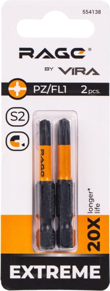 Набор бит Vira S2 PZ/FL1x50мм / 554138