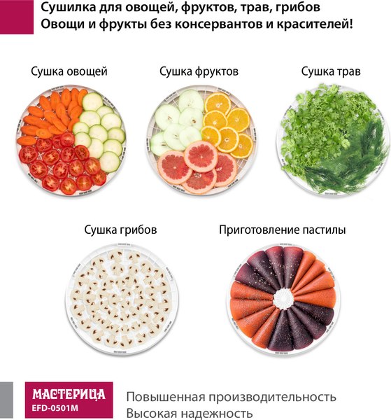 Сушилка для овощей и фруктов Мастерица EFD-0501M