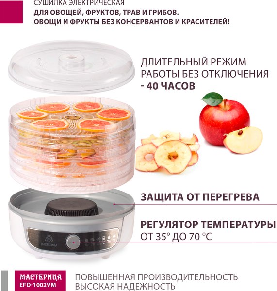 Сушилка для овощей и фруктов Мастерица EFD-1002VM 3в1